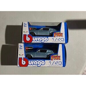 LoT Of 2 Mustang GT Blue NEW Bburago 1/43 Scale Street Fire Model Car Burago NIB